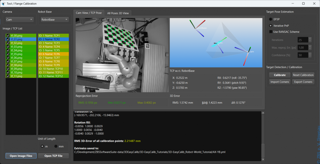 Tool-Flange / Robot-World calibration module of ZBS 3D-EasyCalib™