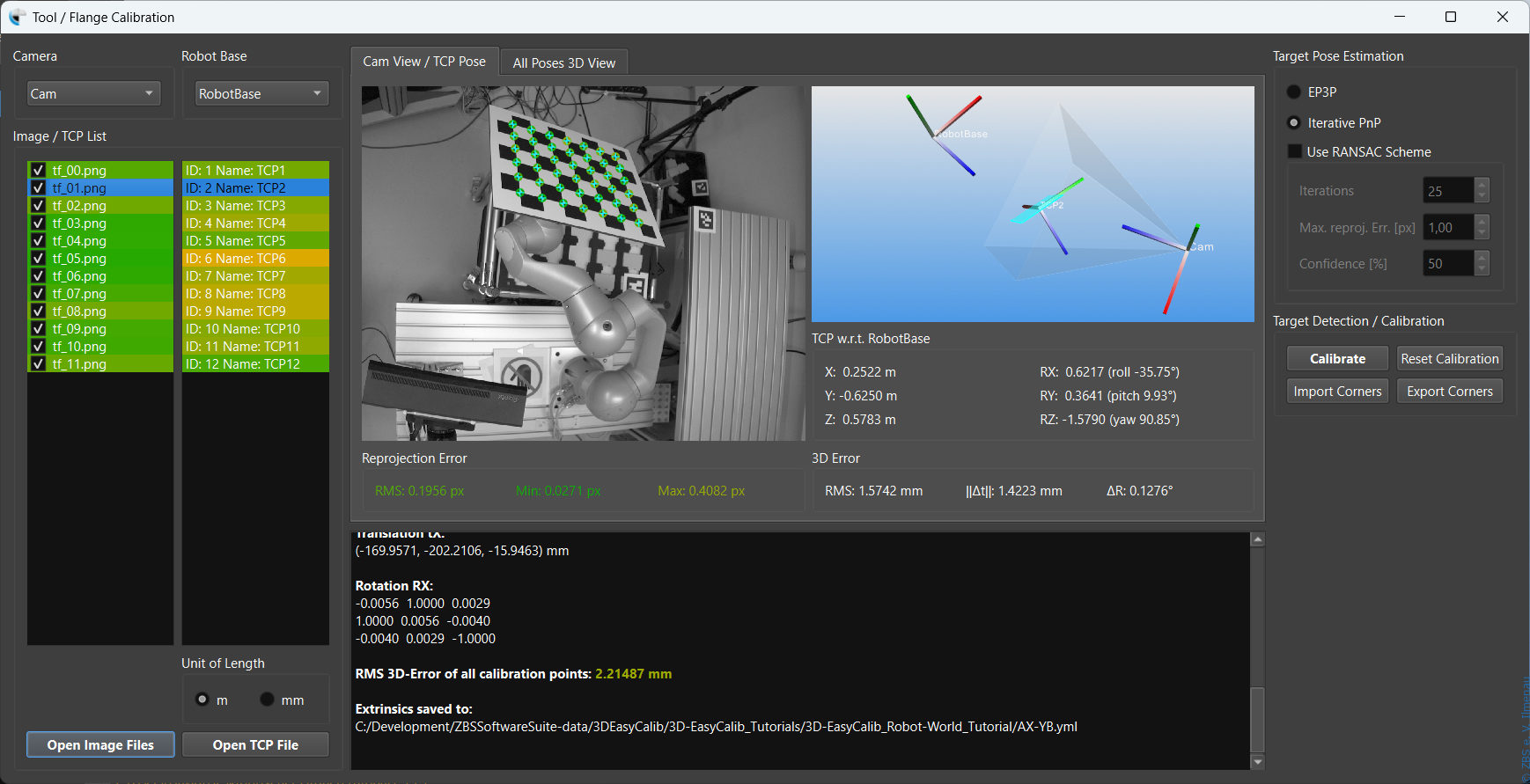Tool-Flange / Robot-World calibration module of ZBS 3D-EasyCalib™